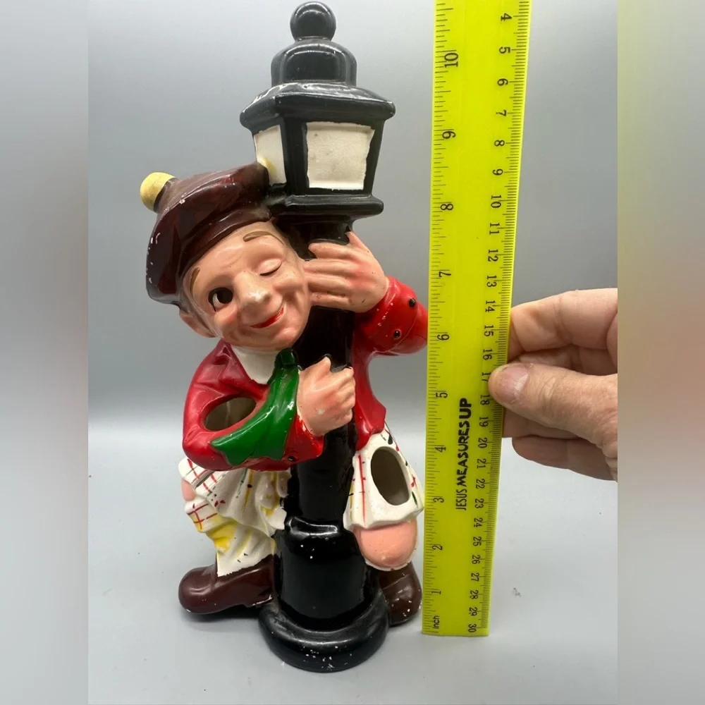 Vintage Charming Red and Green Ceramic Figurine Utensil holder